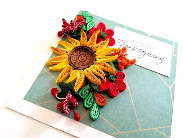 Happy Thanksgiving Quilling card/ Sunflower card/ Thanksgiving card/ Handmade card /